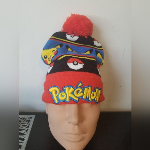 Pokemon Pikachu Pokeball Red, Blue & White Hat Beanie 2014 Game Freak Inc - Picture 1 of 8